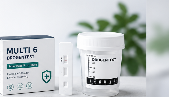 Multi 6 Drogentest-Set mit Teststreifen und Becher