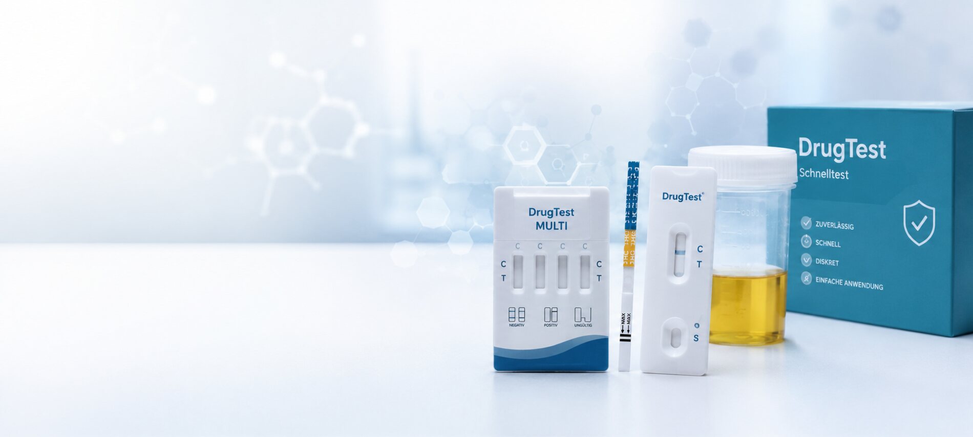 Drogentest-Schnelltests für zuhause: Multi-Panel-Test, Teststreifen, Kassettentest und Urinbecher