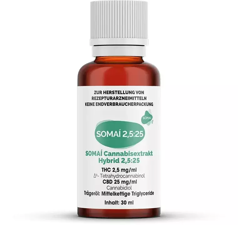 SOMAI 2.5:25 Cannabisextrakt Hybrid – SOMAI 2.5:25 Extrakt – Produktbild des Anbieters Dr. Ansay