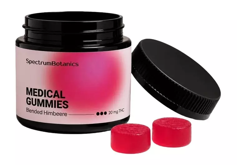 Novacana 65 T – THC Gummies Himbeere 20mg THC – SpectrumBotanics – Produktbild des Anbieters Dr. Ansay