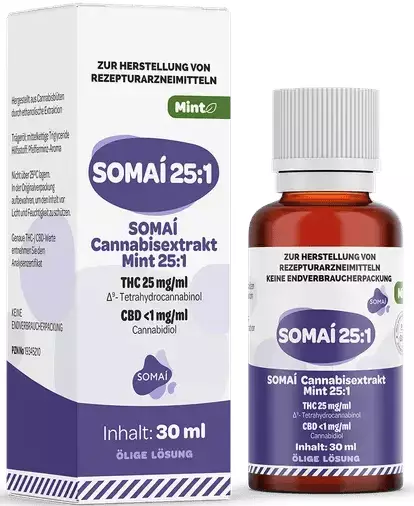SOMAI 25:1 Cannabisextrakt Mint – SOMAI 25:1 Extrakt Mint – Produktbild des Anbieters Dr. Ansay