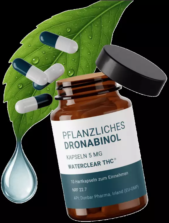 Dronabinol (THC) 5 mg – WaterClear THC™ Dronabinol Kapseln 5 mg THC – Produktbild des Anbieters Dr. Ansay