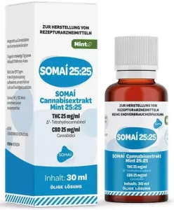 SOMAI 25:25 Cannabisextrakt Mint – SOMAI 25:25 Extrakt Mint – Produktbild des Anbieters Dr. Ansay