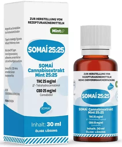 SOMAI 25:25 Cannabisextrakt Mint – SOMAI 25:25 Extrakt Mint – Produktbild des Anbieters Dr. Ansay